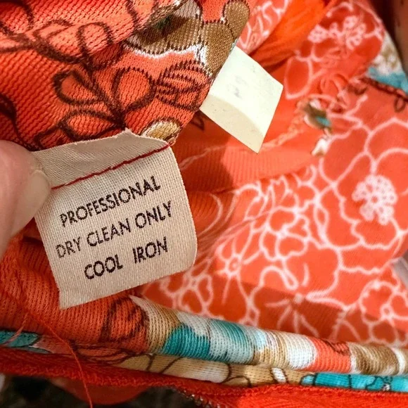 Vintage 70s Coral Orange Floral Maxi Dress Ruffle Flutter Sleeve Boho Size 10 - Picture 7 of 9